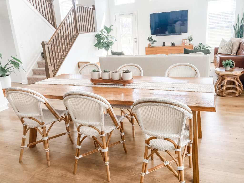living and dining room image with succulent centerpiece on table